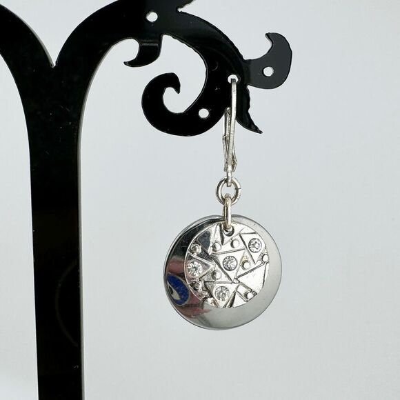 Vintage Silver Tone Geometric Dangle Earrings Boho Chic Modern Spherical - Picture 5 of 9